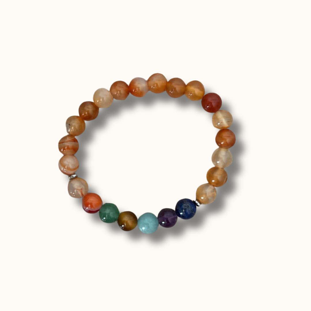 Bracelet "Créativité" - Cornaline et Pierres Chakras