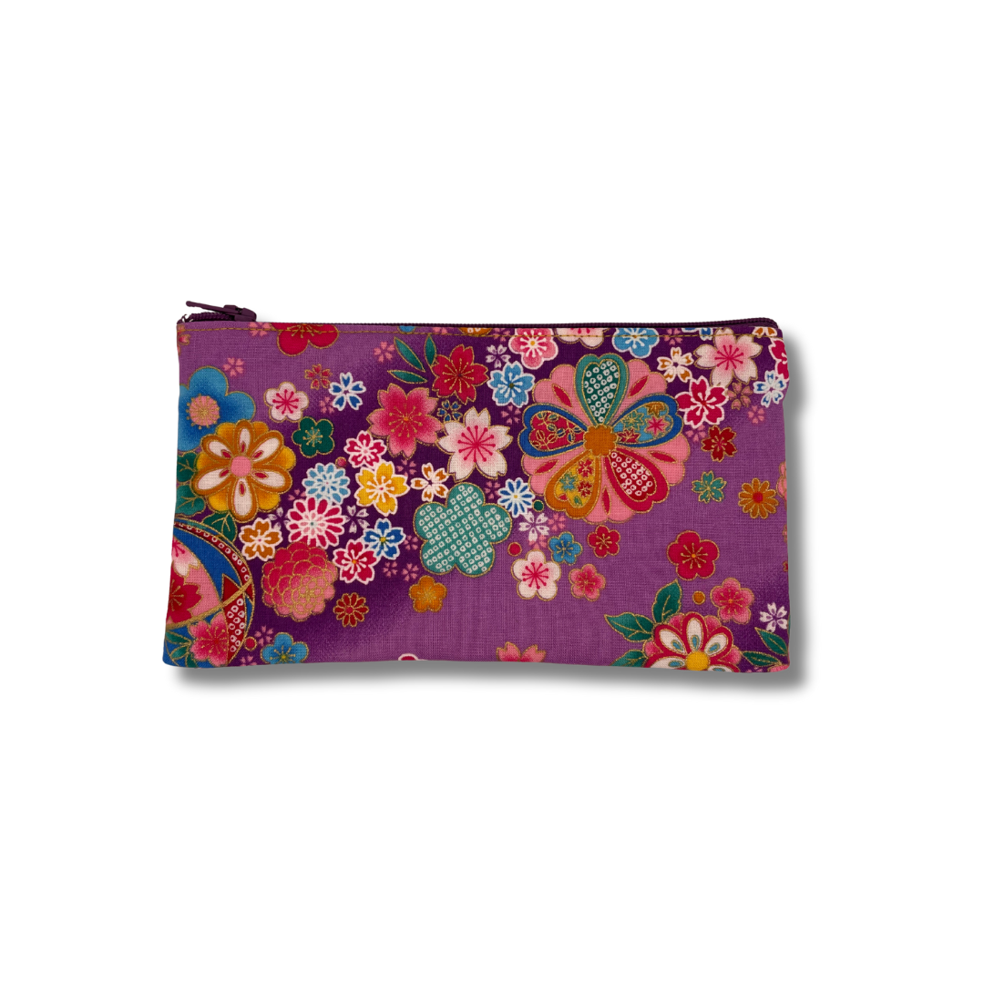 Pochette rectangulaire en tissu japonais - fleurie