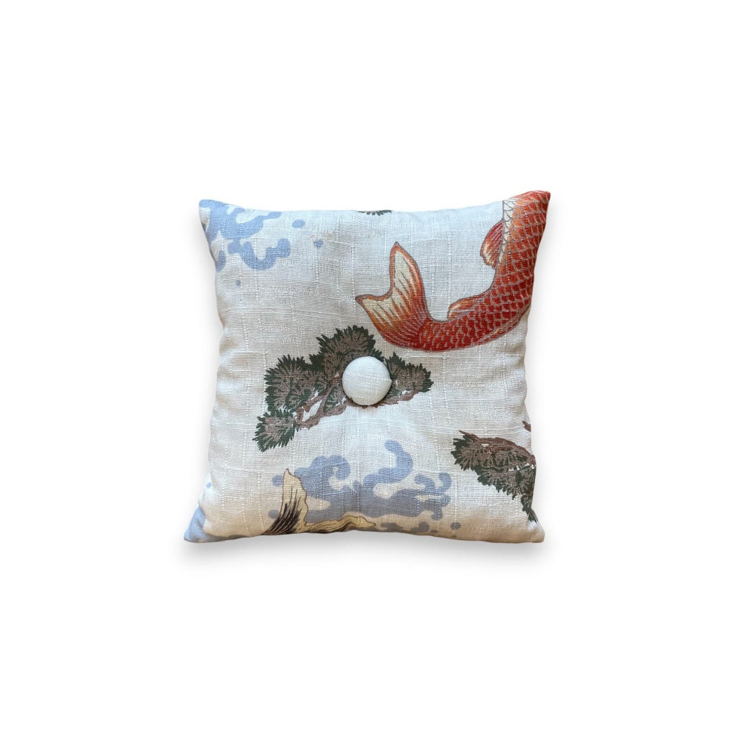 Coussin pour bol chantant – Carpe rouge & fond beige en tissu japonais