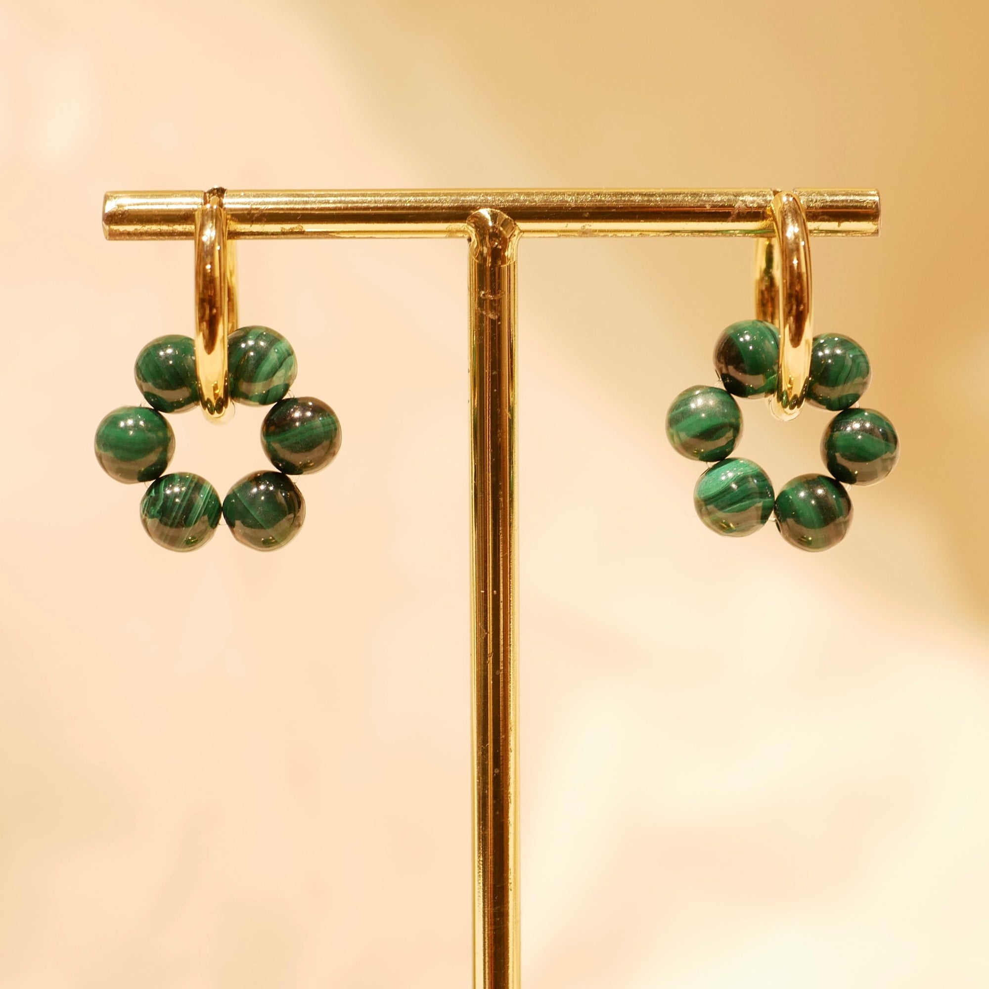 Boucles d'oreilles Mimosa - Malachite