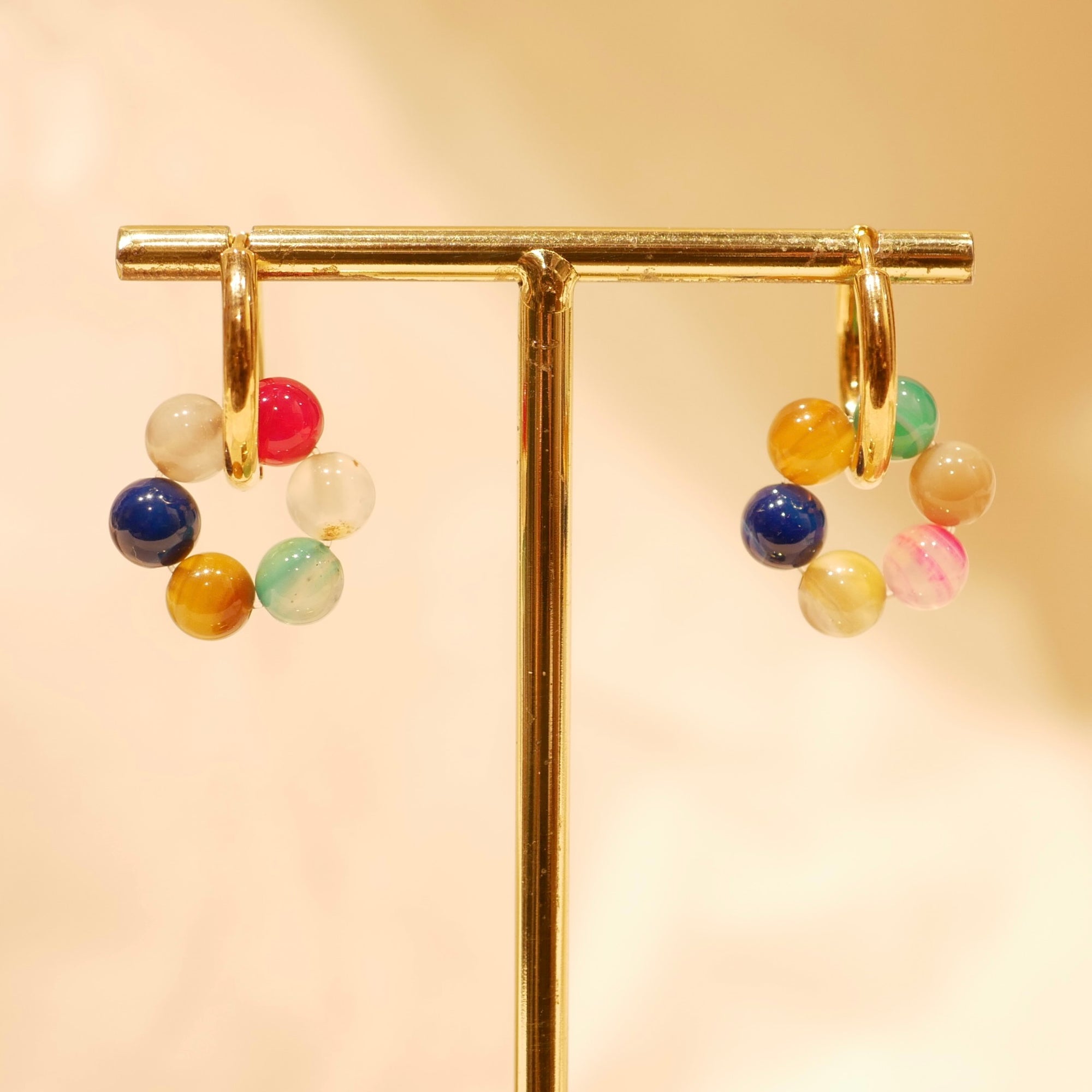Boucles d'oreilles Mimosa - Agate multi