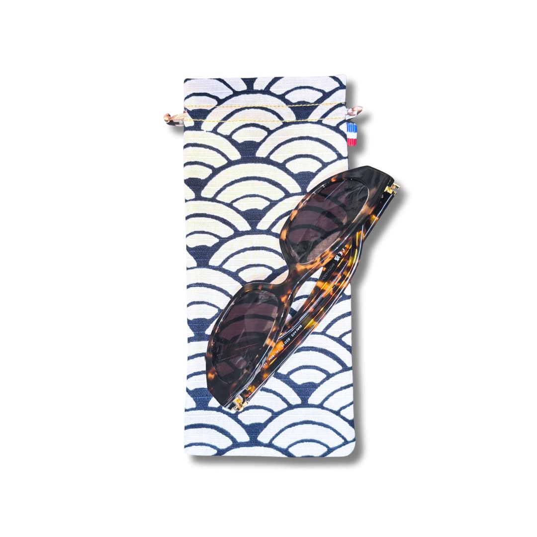 Étuis à lunettes en tissu japonais - bleu