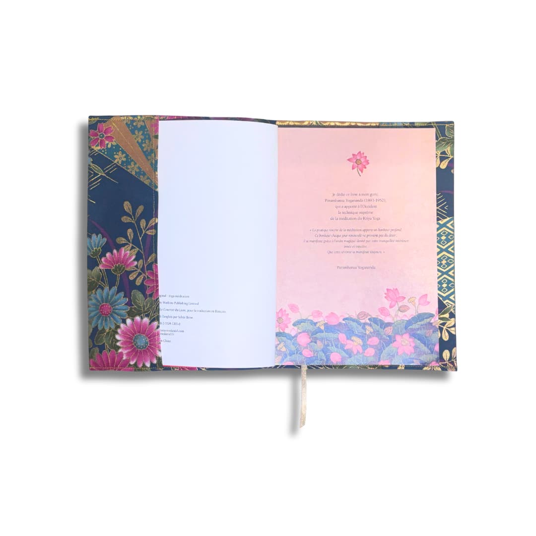 Couvre-livre en tissu japonais - vert fleurs