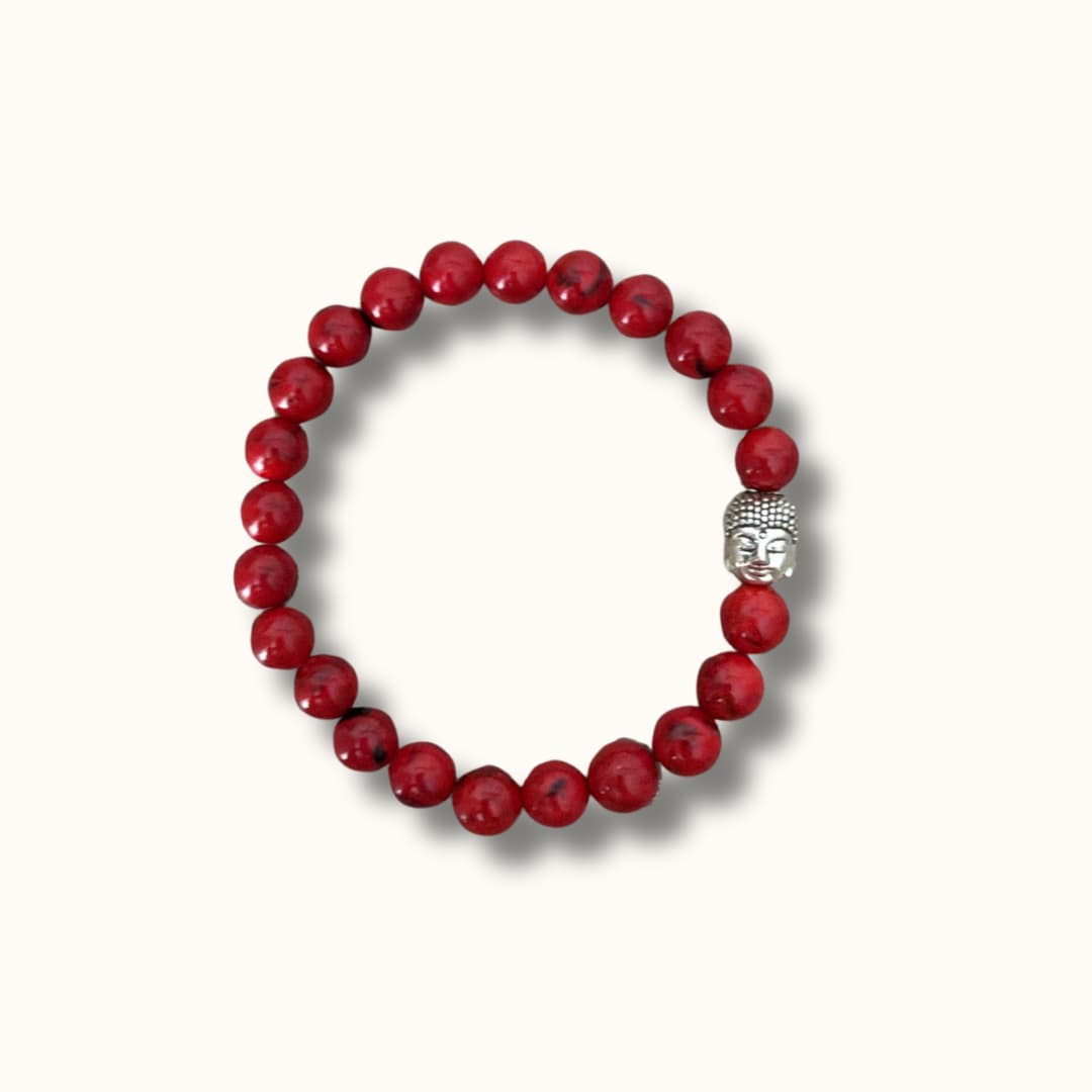 Bracelet "Chance" - Howlite et Coquillage Teinté Rouge