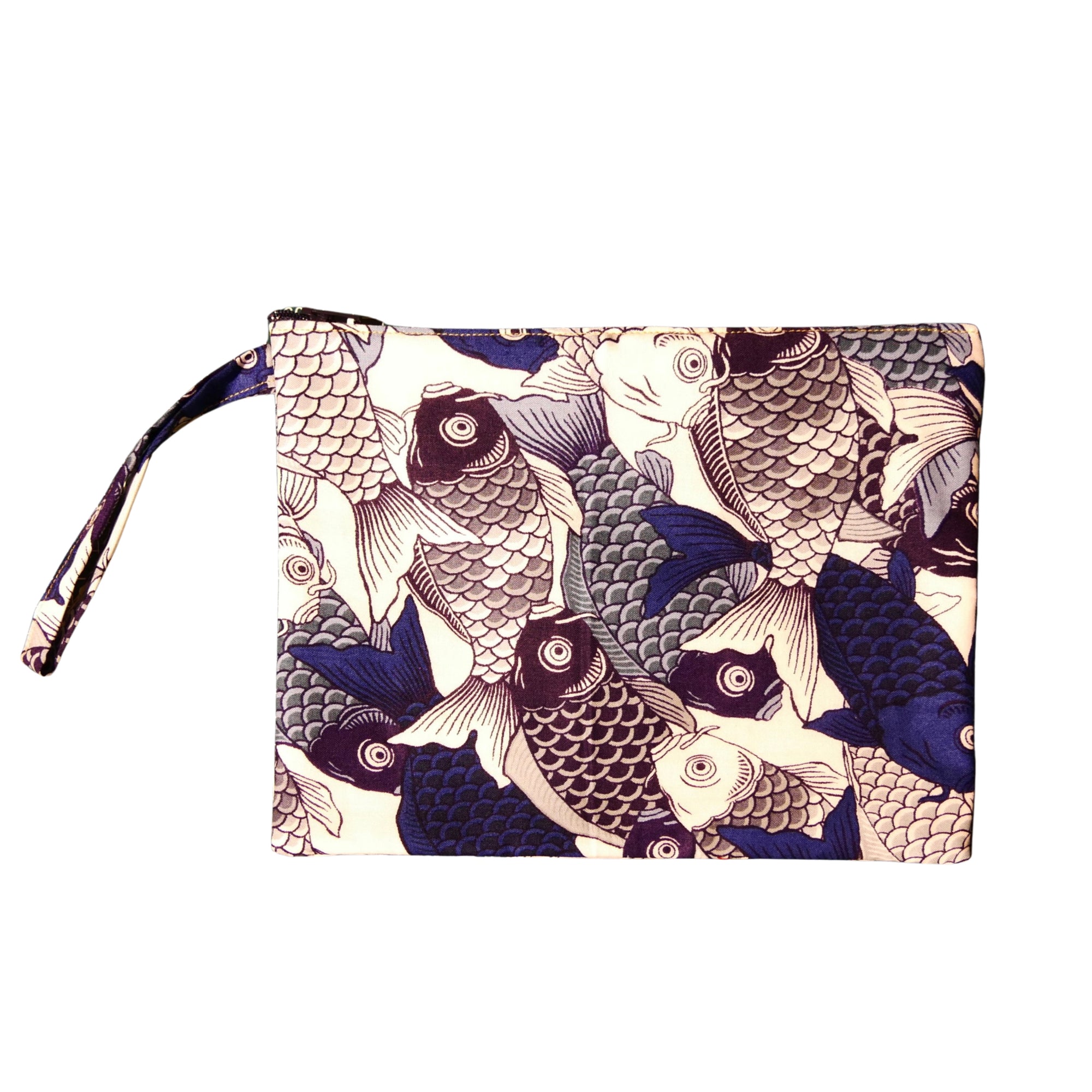 Pochette en tissu japonais - Sakana Bleu