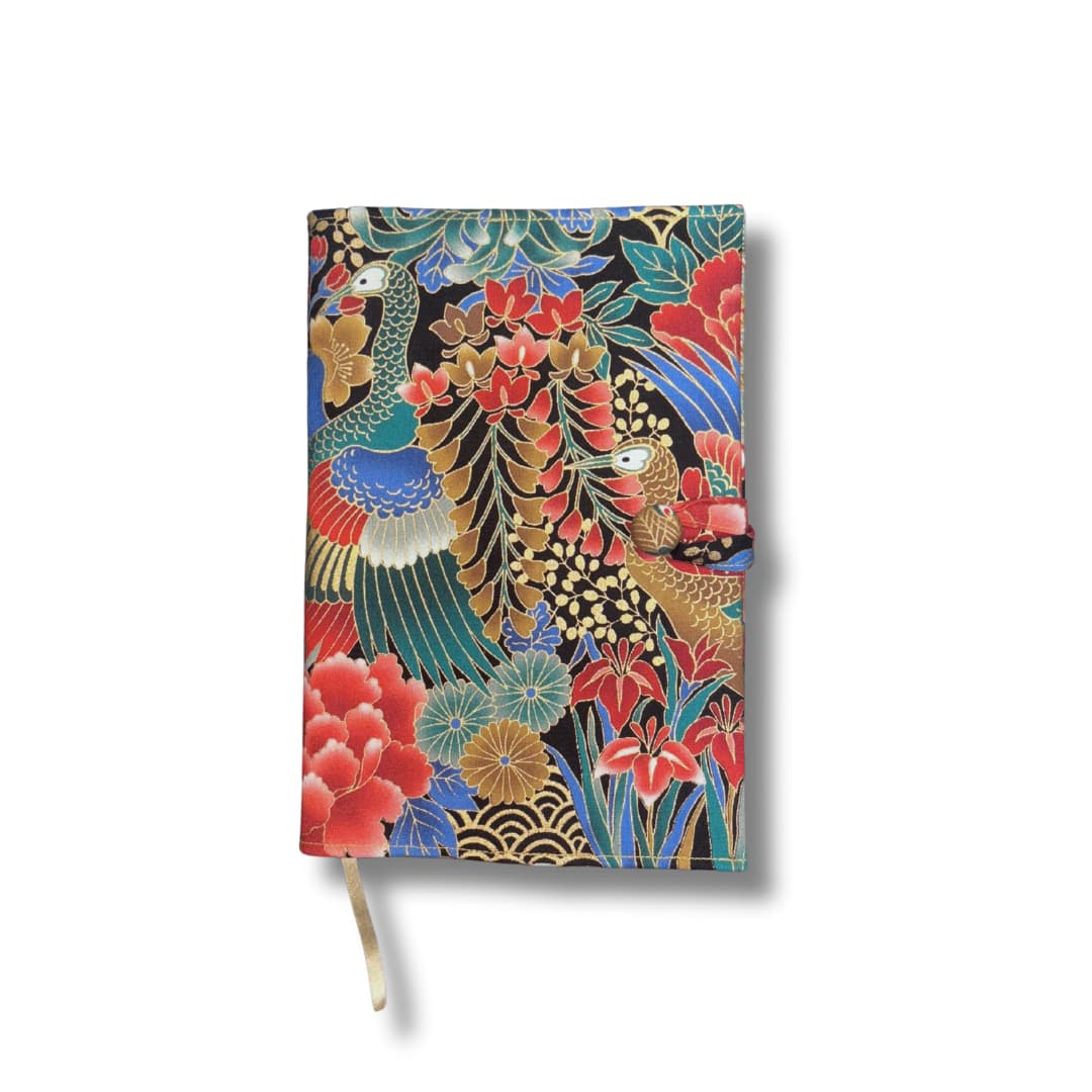 Couvre-livre en tissu japonais - paon