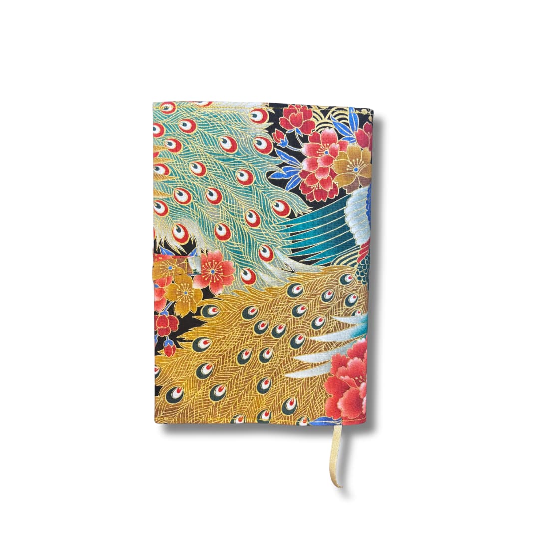 Couvre-livre en tissu japonais - paon