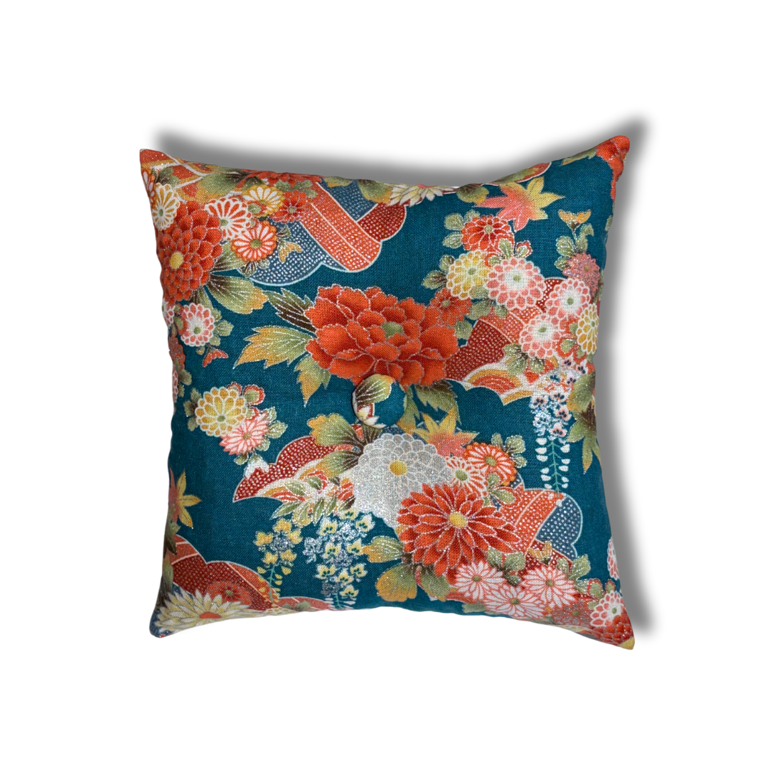 Coussin pour bol chantant M - Floraison canard argenté