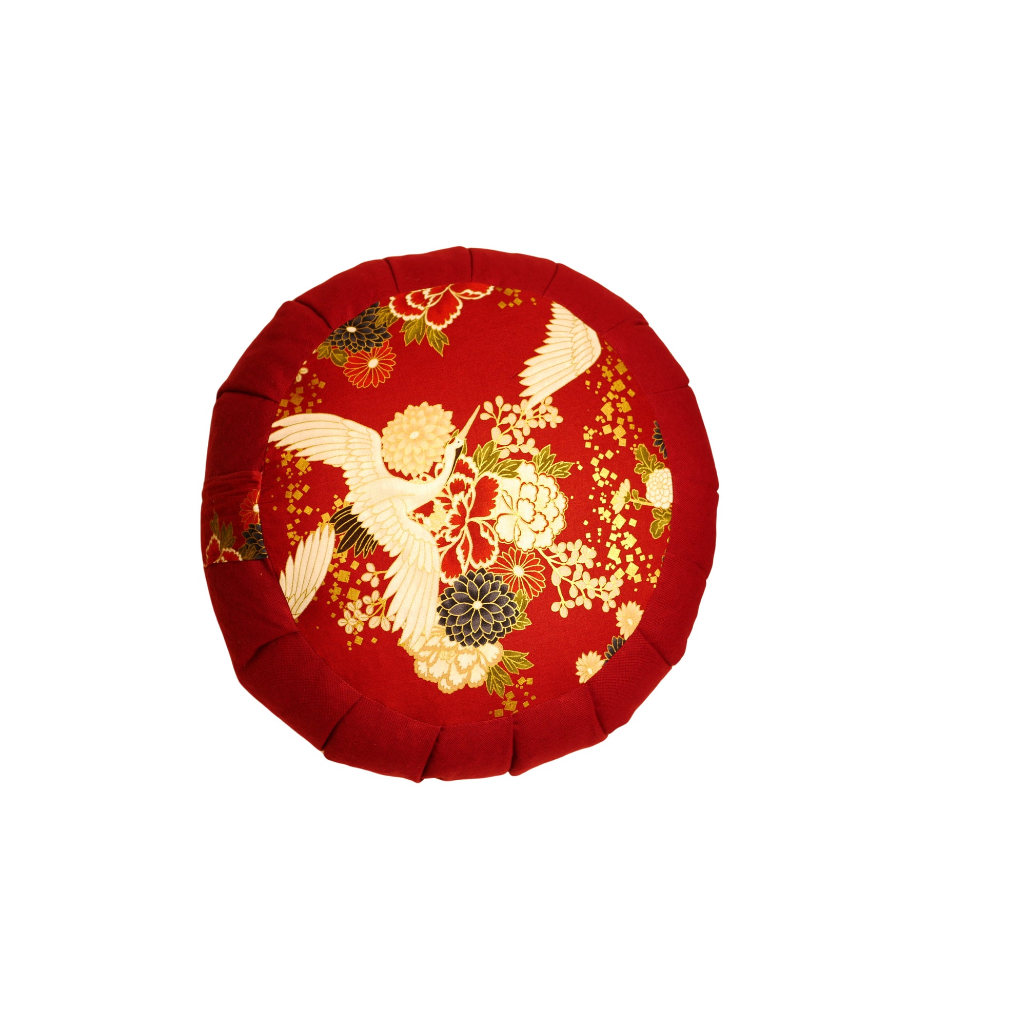 Zafu de méditation en tissu japonais - Rouge oiseau