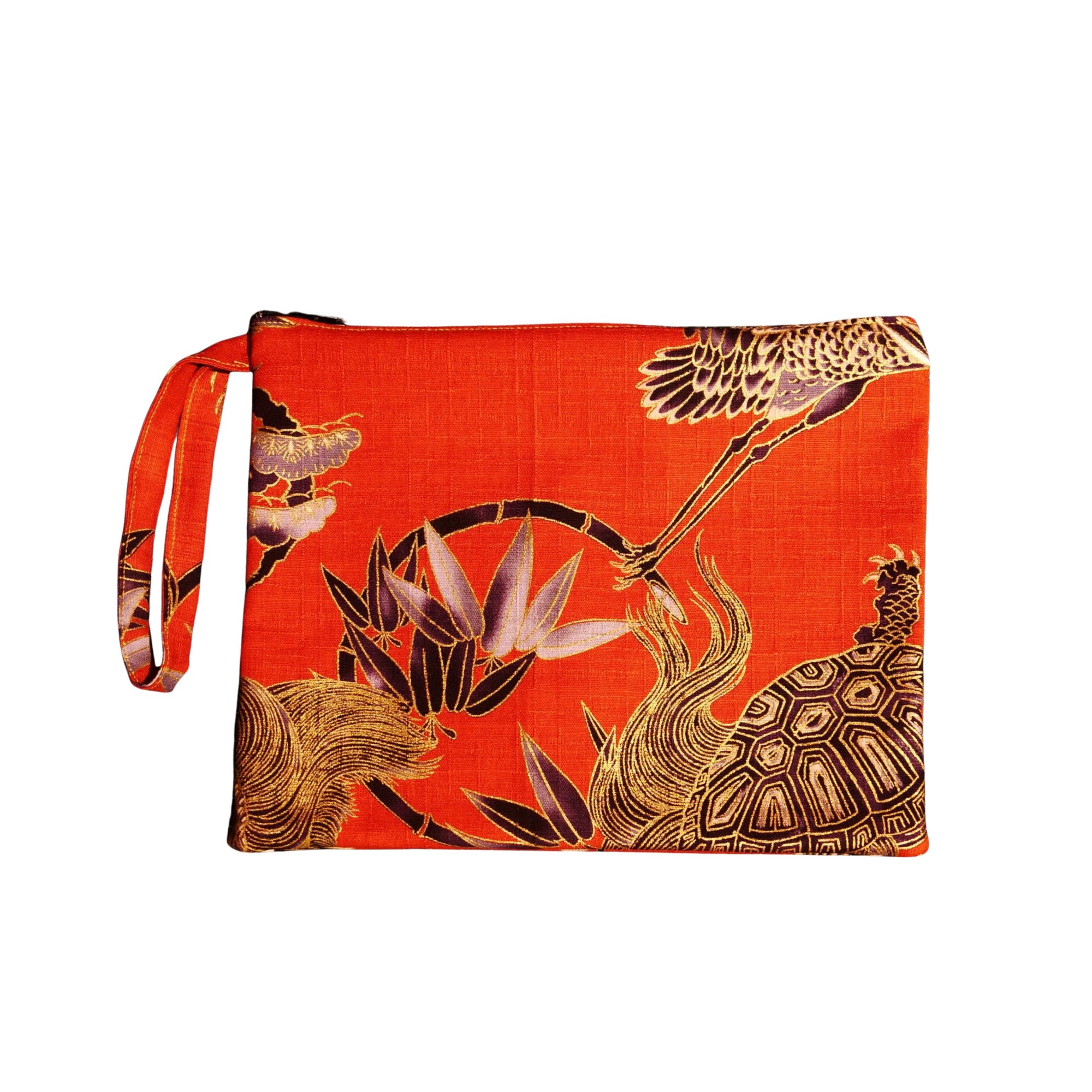Pochette en tissu japonais - Longévité et Bonheur rouge