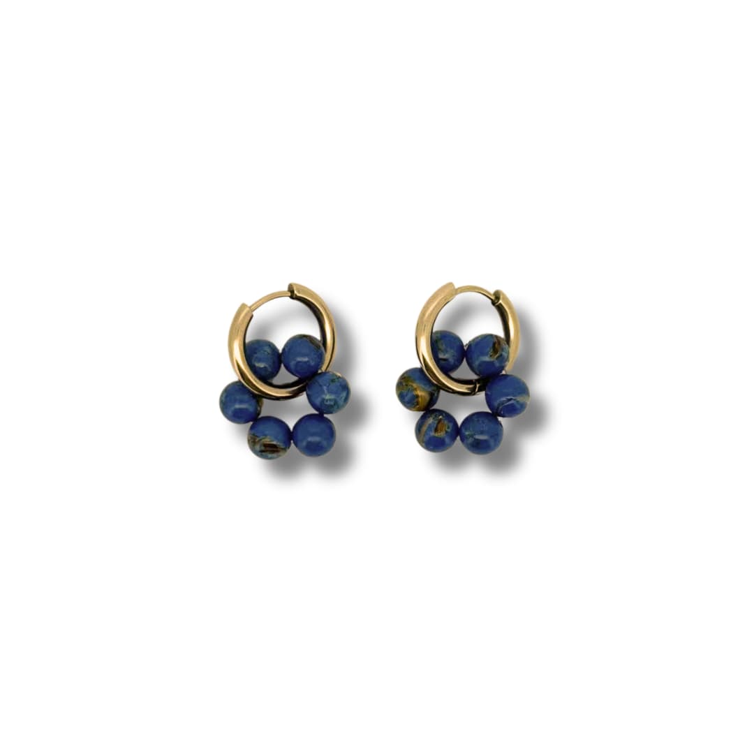 Boucles d'oreilles Mimosa - Howlite coquillage teinté bleu