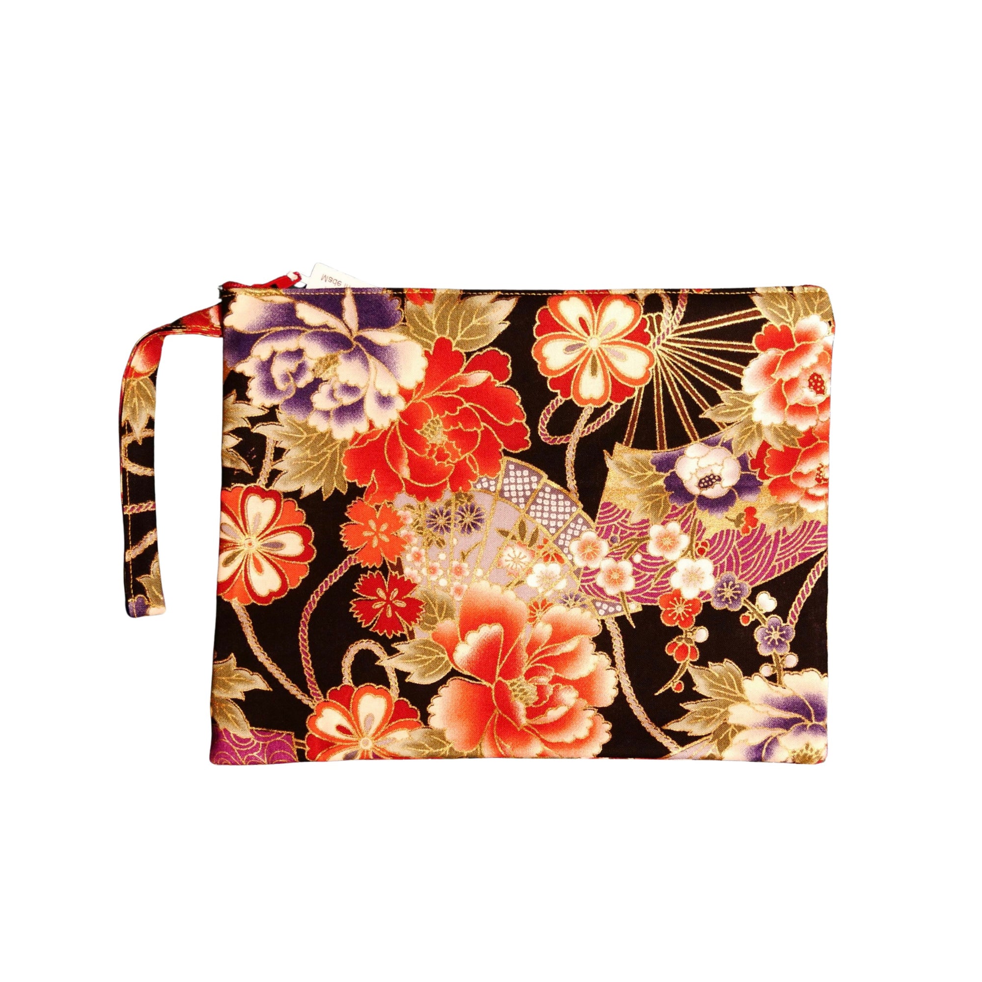 Pochette en tissu japonais - Rose et eventail