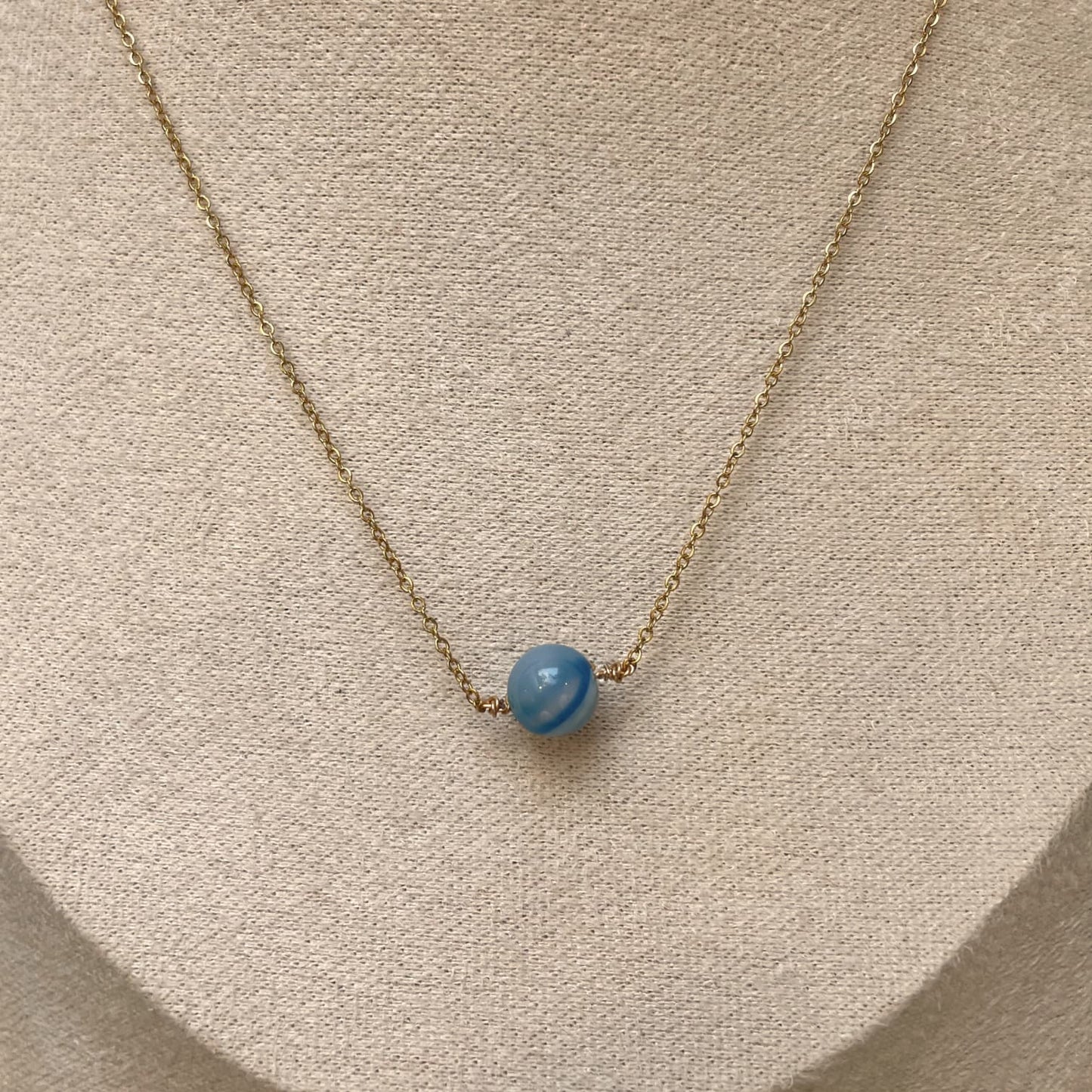 Collier Capucine – Agate bleu