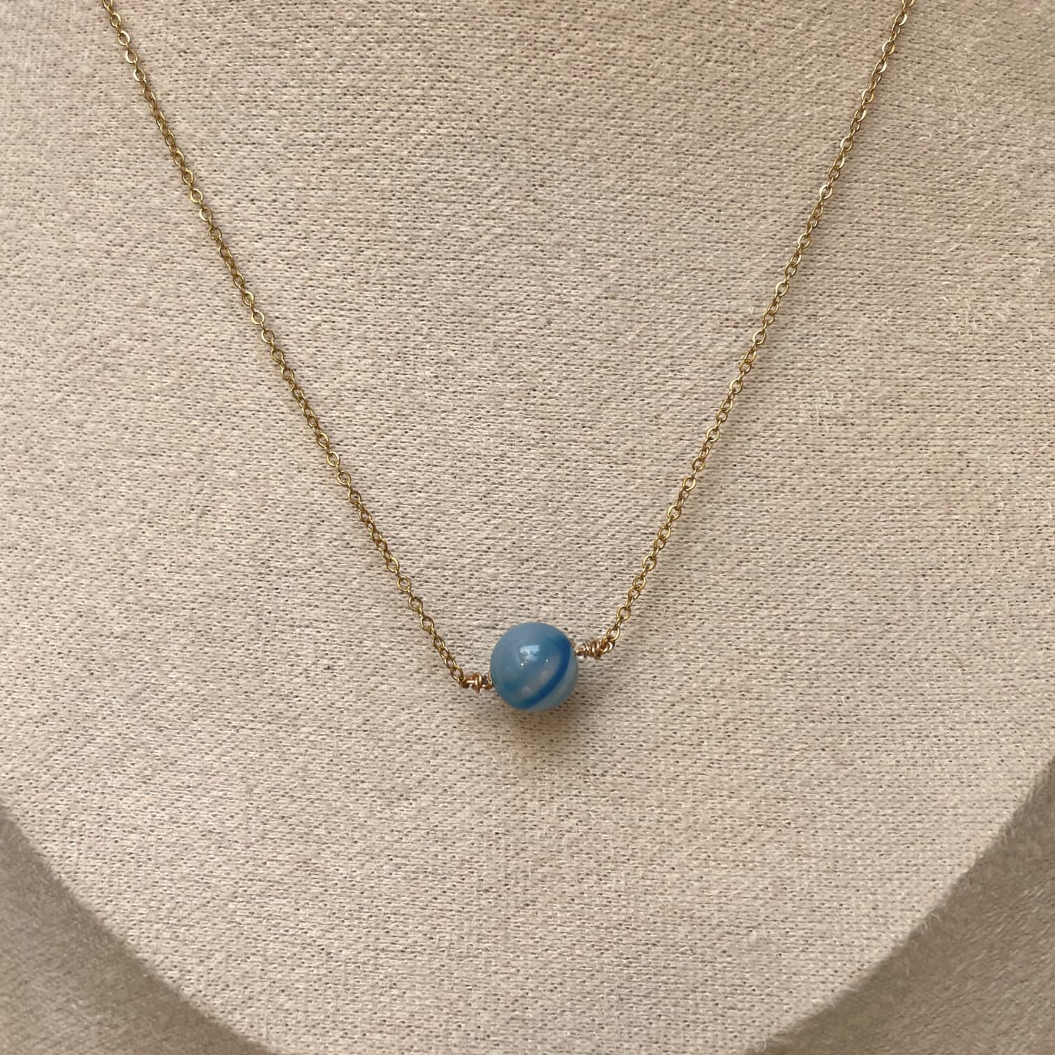 Collier Capucine – Agate bleu