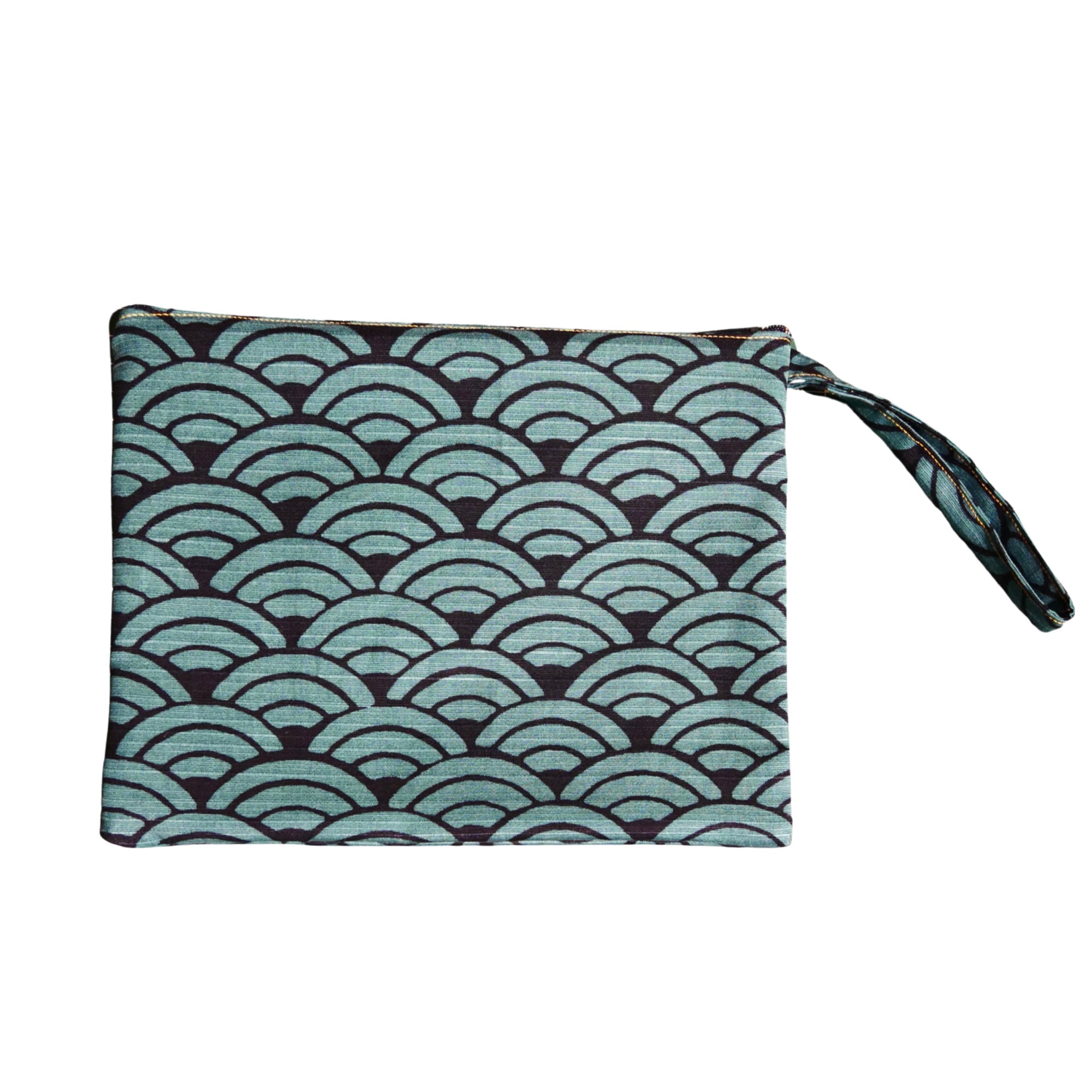 Pochette en tissu japonais - Vague Turquoise