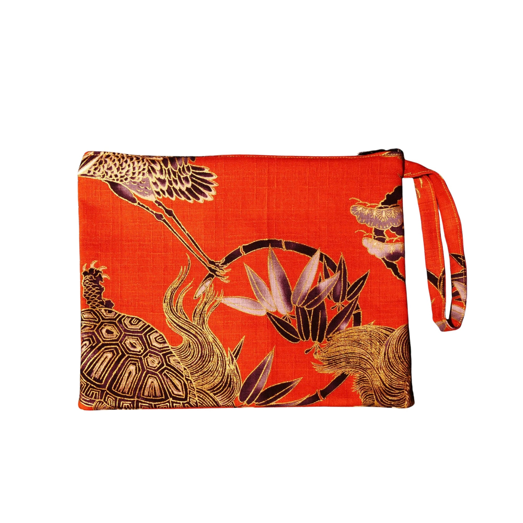 Pochette en tissu japonais - Longévité et Bonheur rouge