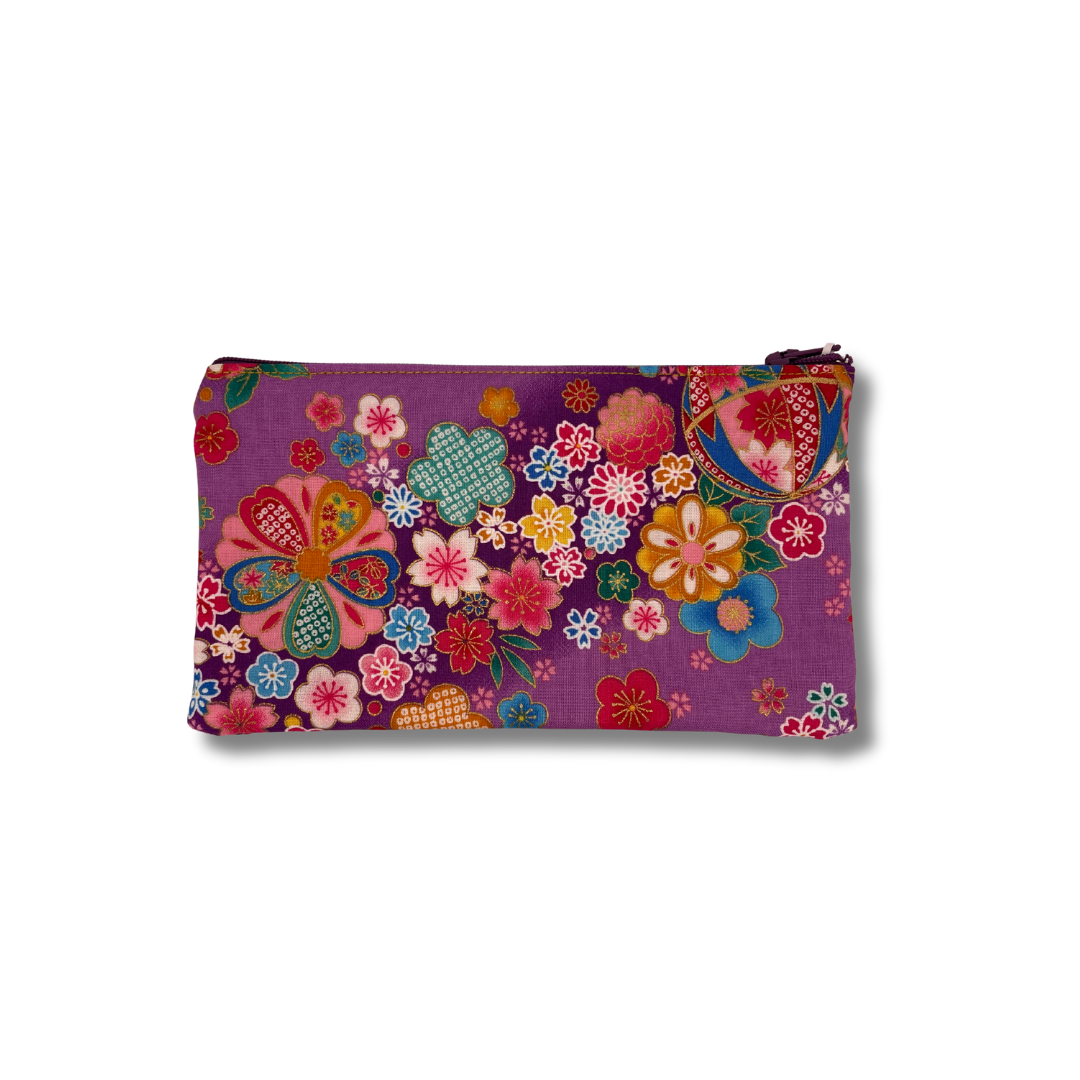 Pochette rectangulaire en tissu japonais - fleurie