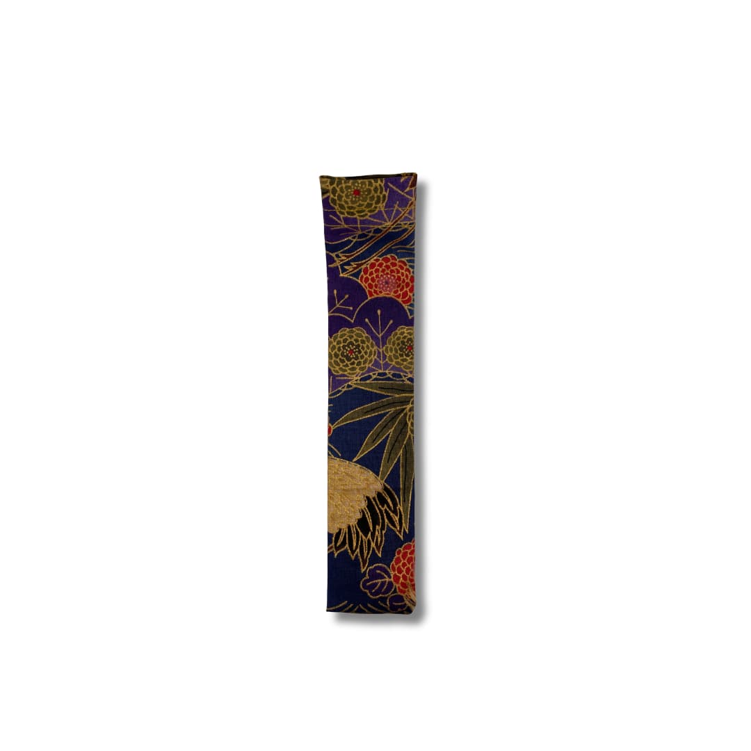 Etui éventail artisanal en tissu japonais - bleu