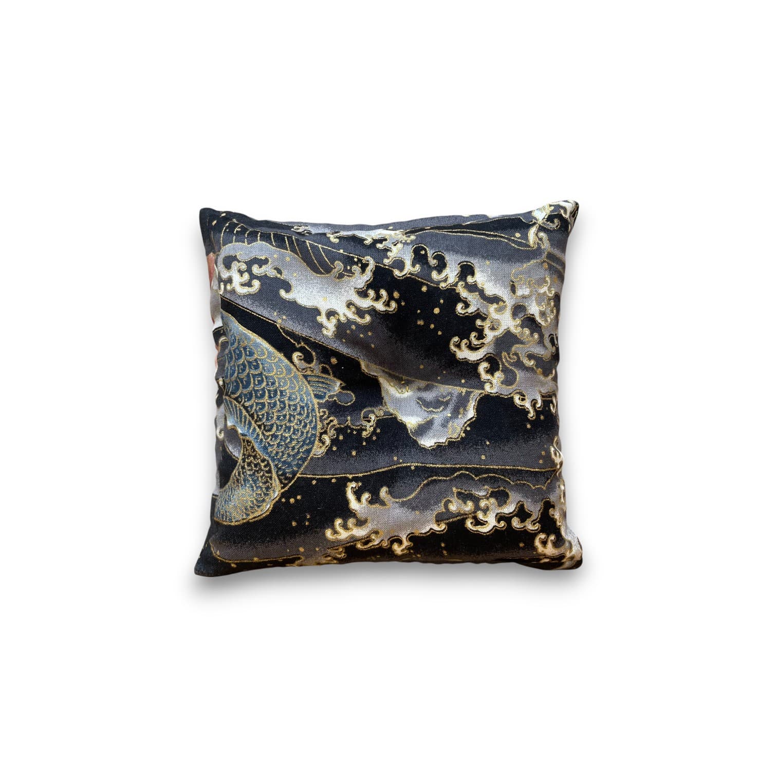 Coussin pour bol chantant – Dragon & vagues noires