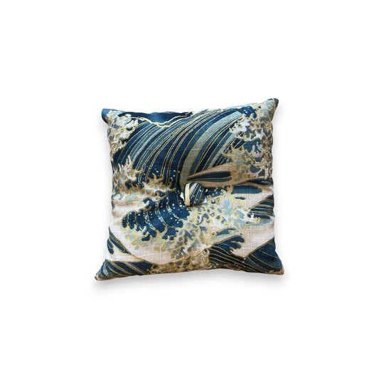 Coussin pour bol chantant - Vagues bleues en tissu japonais