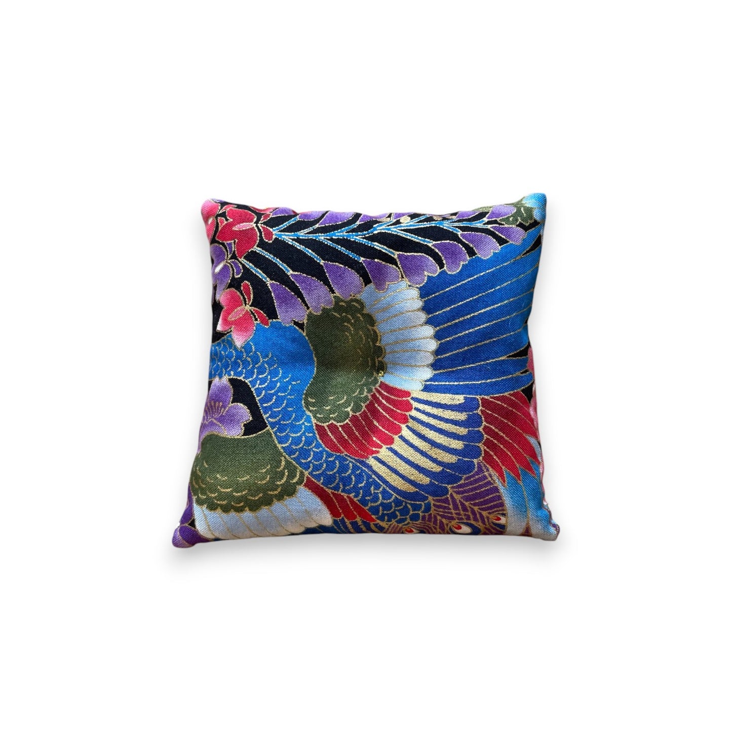Coussin pour bol chantant – Motif multicolore en tissu traditionnel
