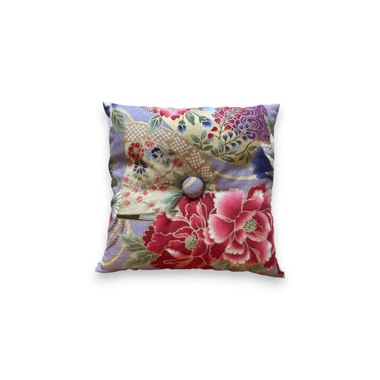 Coussin bol chantant - Fleuri violet en tissu japonais