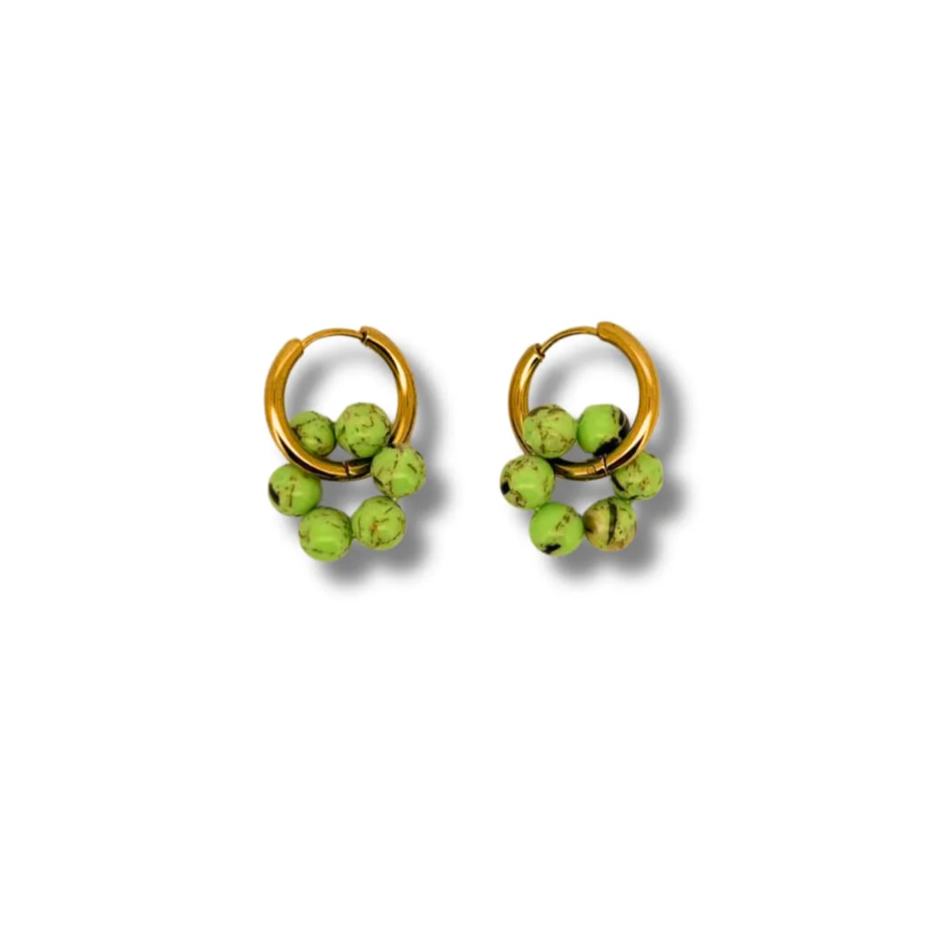 Boucles d'oreilles Mimosa - Howlite coquillage teinté Vert