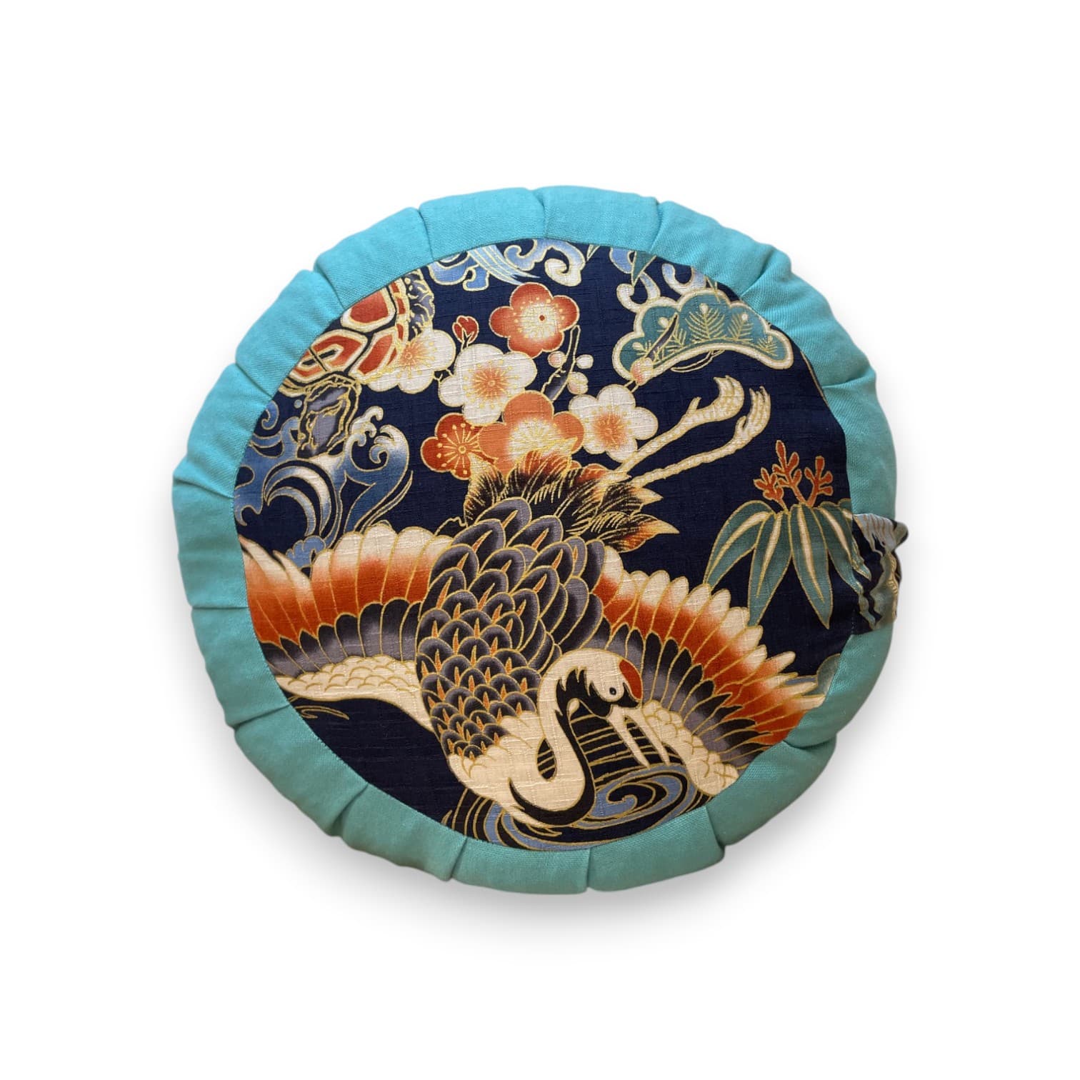 Zafu de méditation bleu en tissu japonais