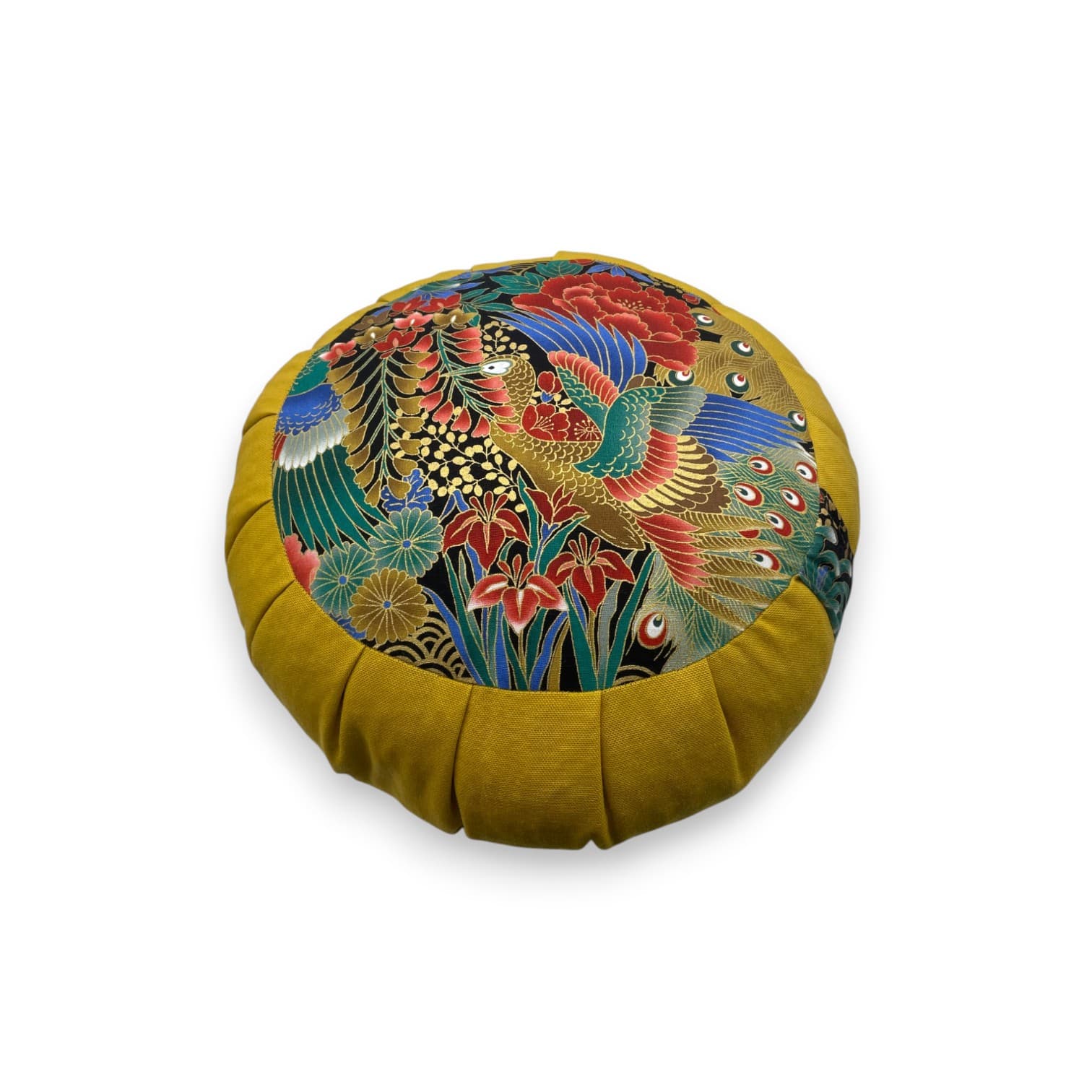 Zafu de méditation jaune en tissu japonais