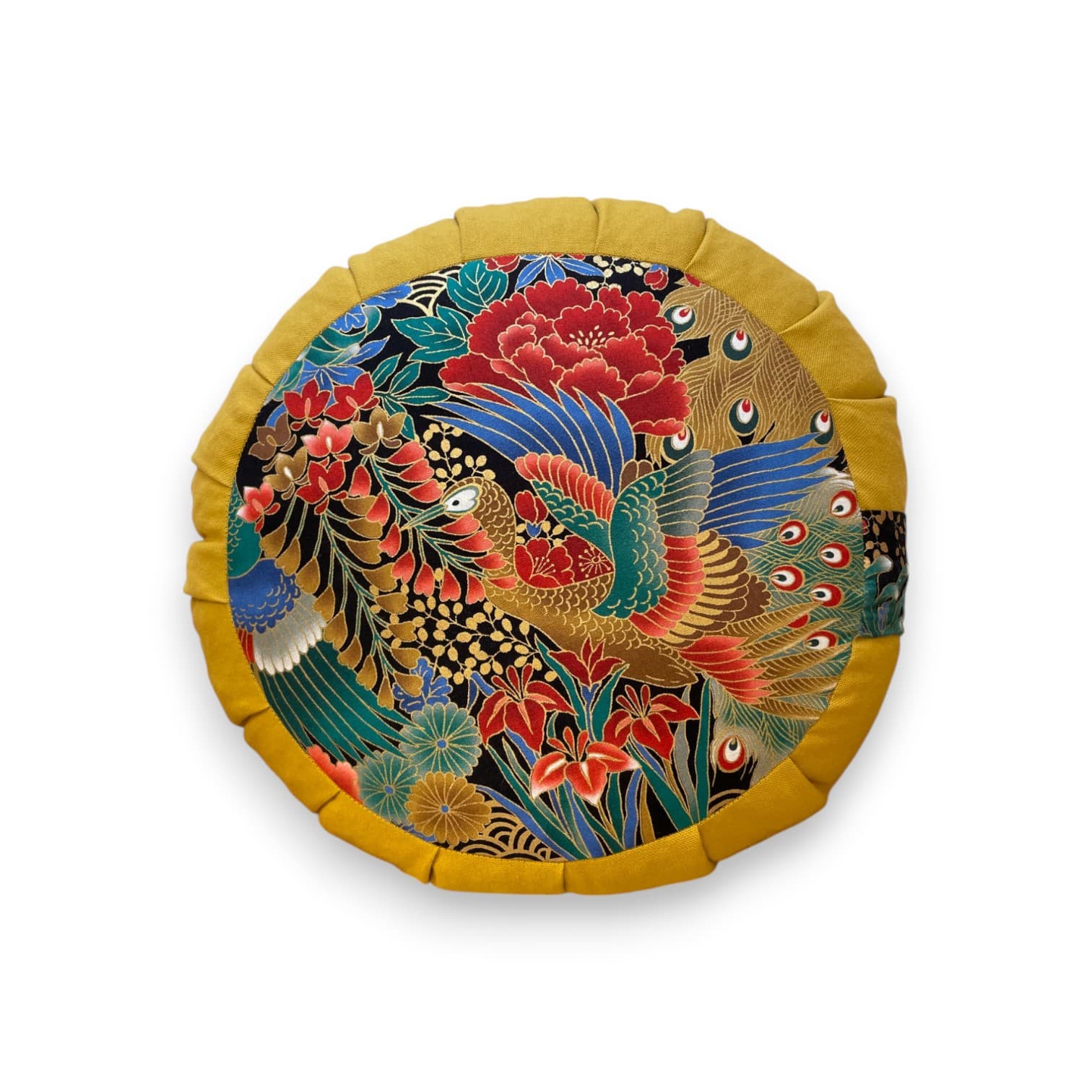 Zafu de méditation jaune en tissu japonais