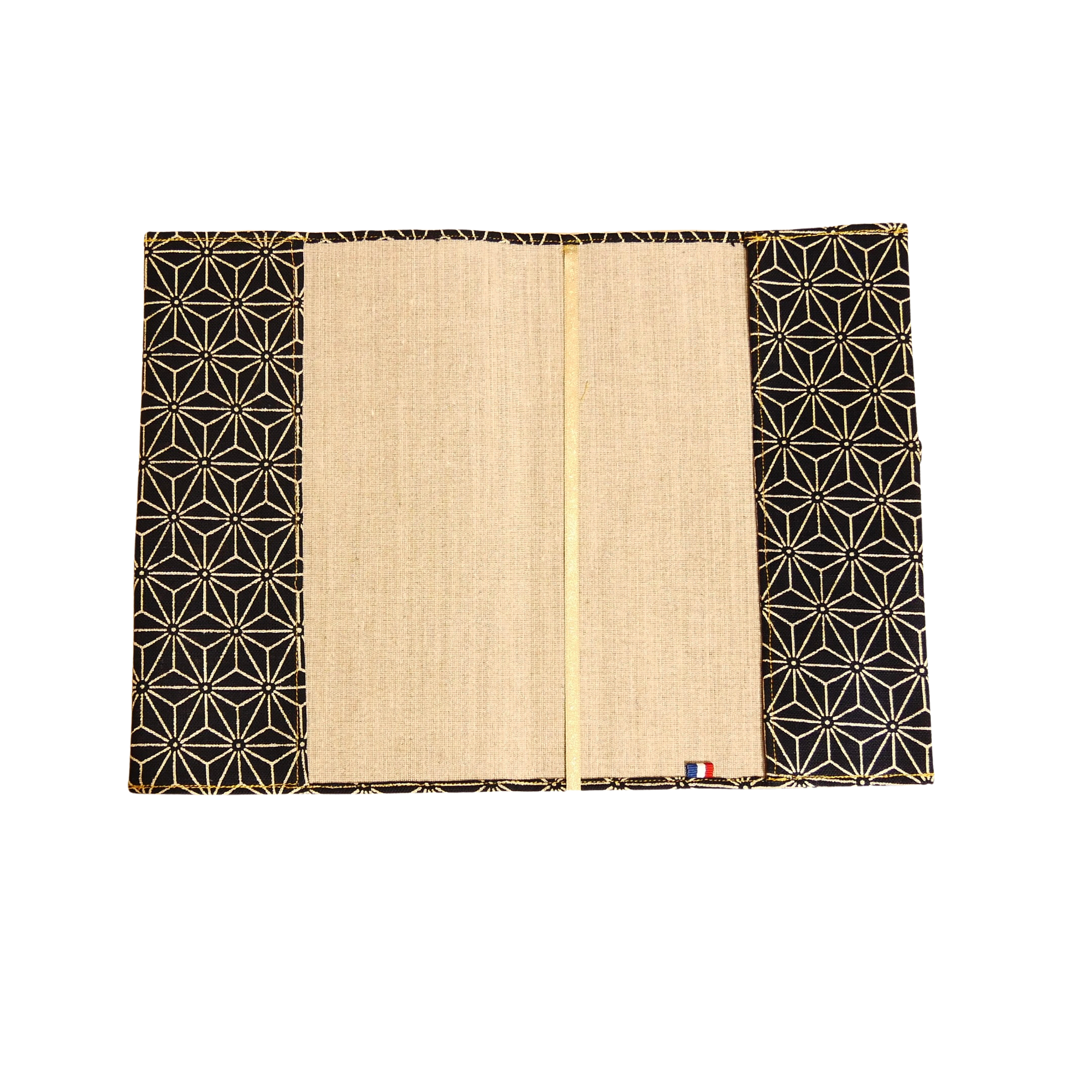 Couvre-livre en tissu japonais - Asanoha bleu