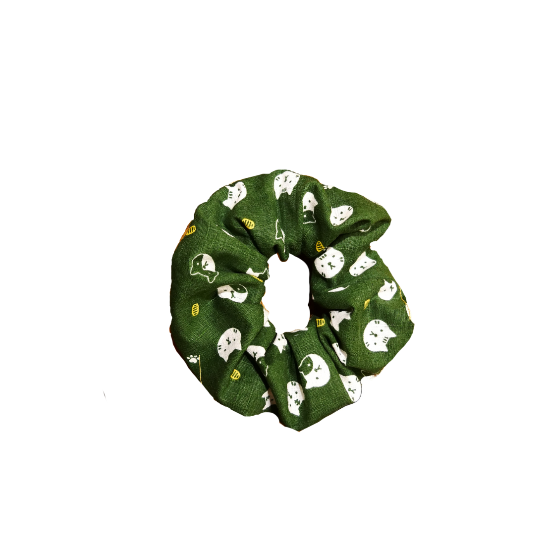 Chouchou tissu japonais- Chaton vert